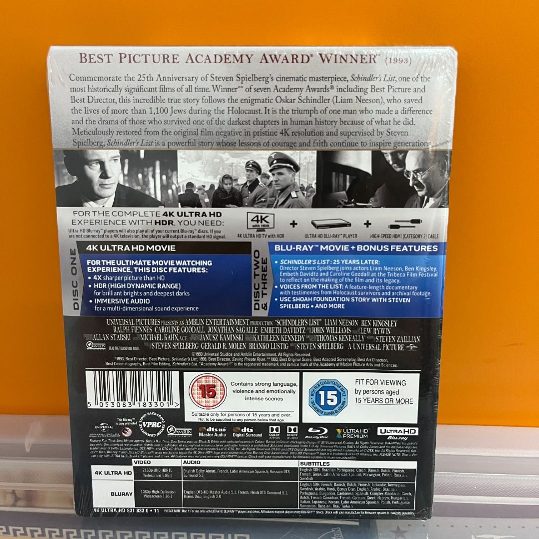 Schindler's List 4K Blu-ray, Zavvi Exclusive SteelBook, 興趣及遊戲