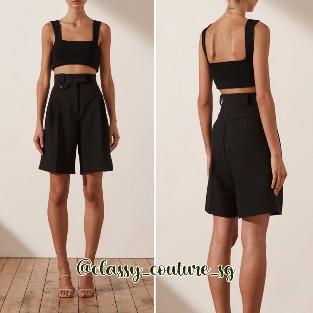 Shona Joy Ivy High Waist Shorts in Black Peanut Butter, Women's Fashion, Bottoms, Shorts on