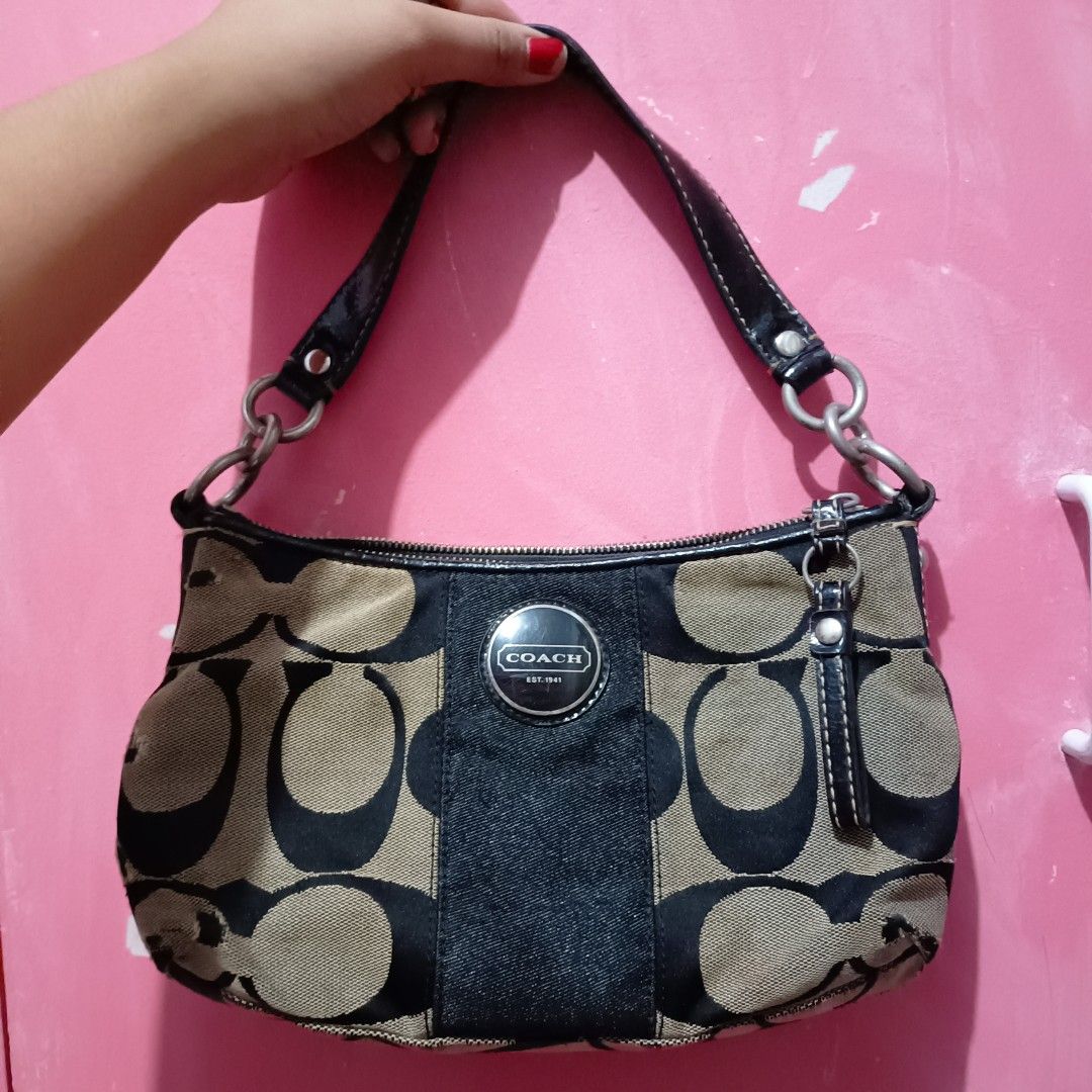 Signature Coach Stripped Denim Purse