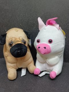 Skyranch Cute Bulldog  Dog & Pink Pig Prize Collectible Plush/ Stuffed Toys