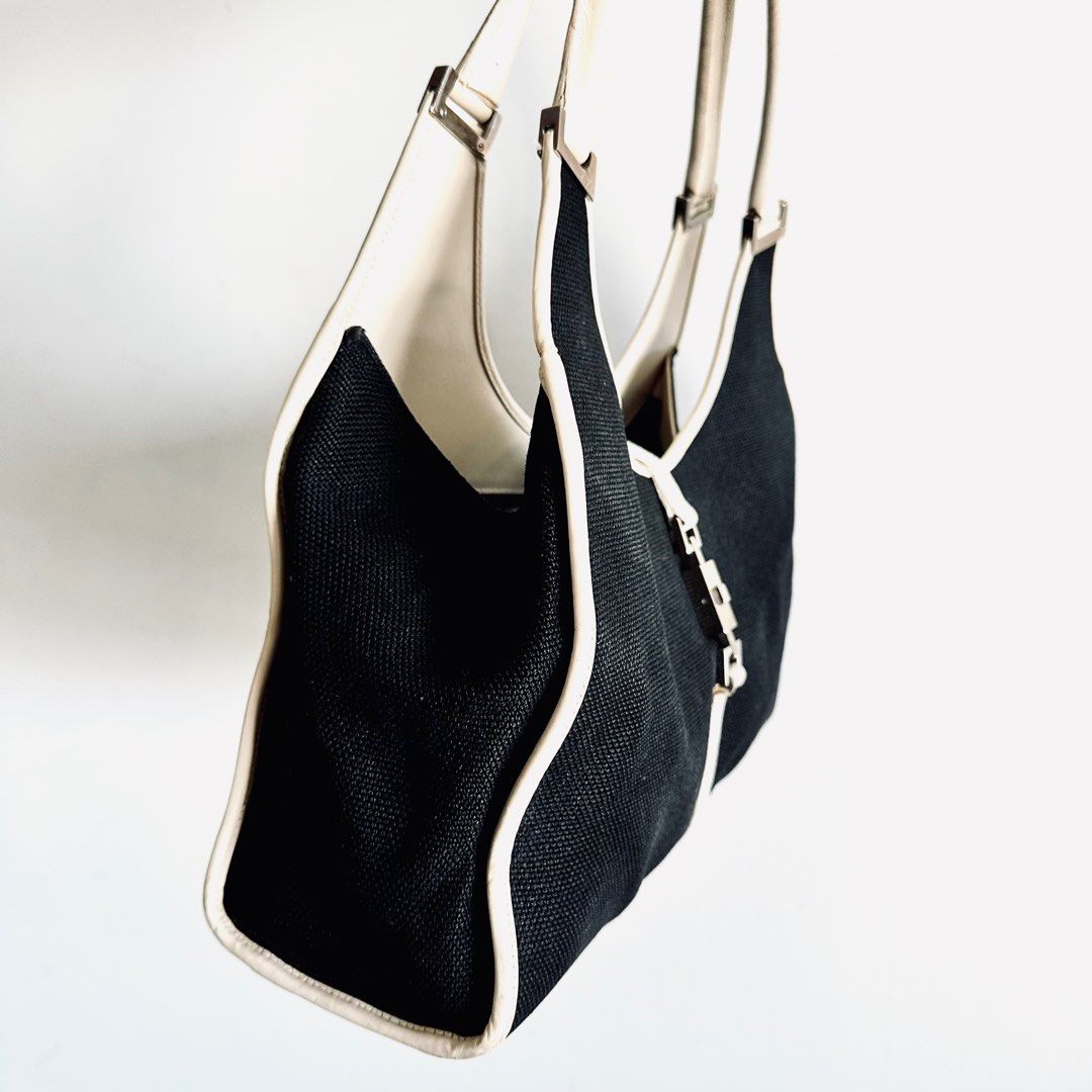 STEAL Gucci Jackie Black White Bicolour Logo Hobo Shoulder