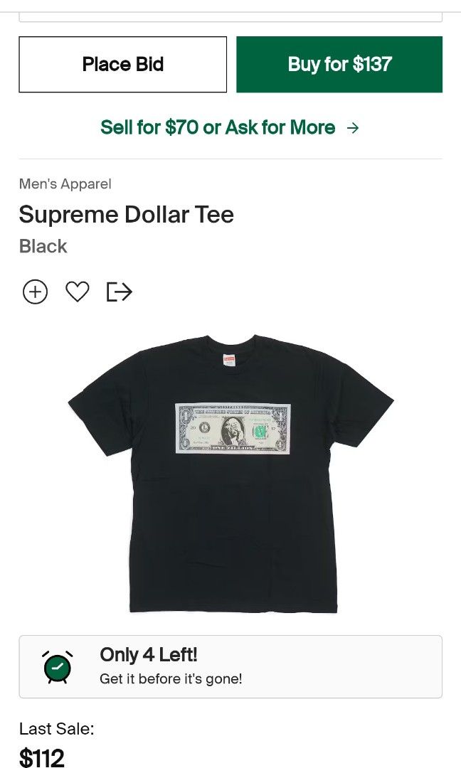 Supreme Dollar Tee Men s Fashion Tops Sets Tshirts Polo