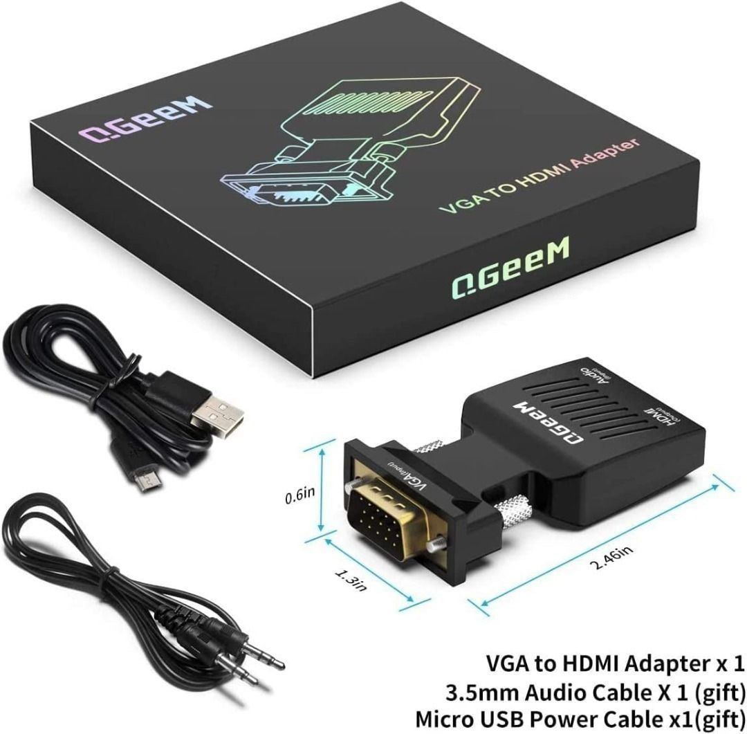T234 QGEEM VGA to HDMI Adapter with Audio/1080p Video Output,VGA to