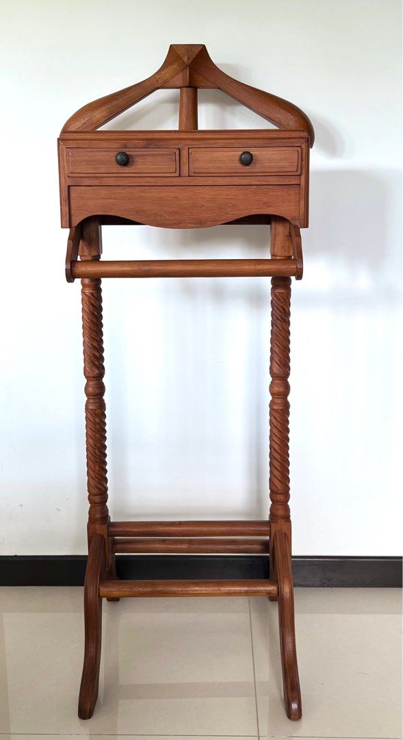 Teak suit stand (Category: Other Home Furniture) located in Singapore. Submitted by sierratay (Listing ID 1236268708, Image 3). Description: Beautiful solid wood teak suit stand. Well maintained. Optional free drop off with payment .
