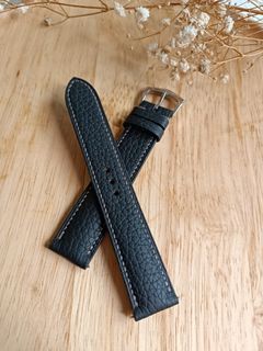 Hermes Togo 20mm Leather Strap Black Bespoke Extra Long