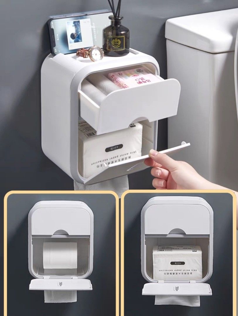 Toilet Paper Holder Box Waterproof Storage, Furniture & Home Living