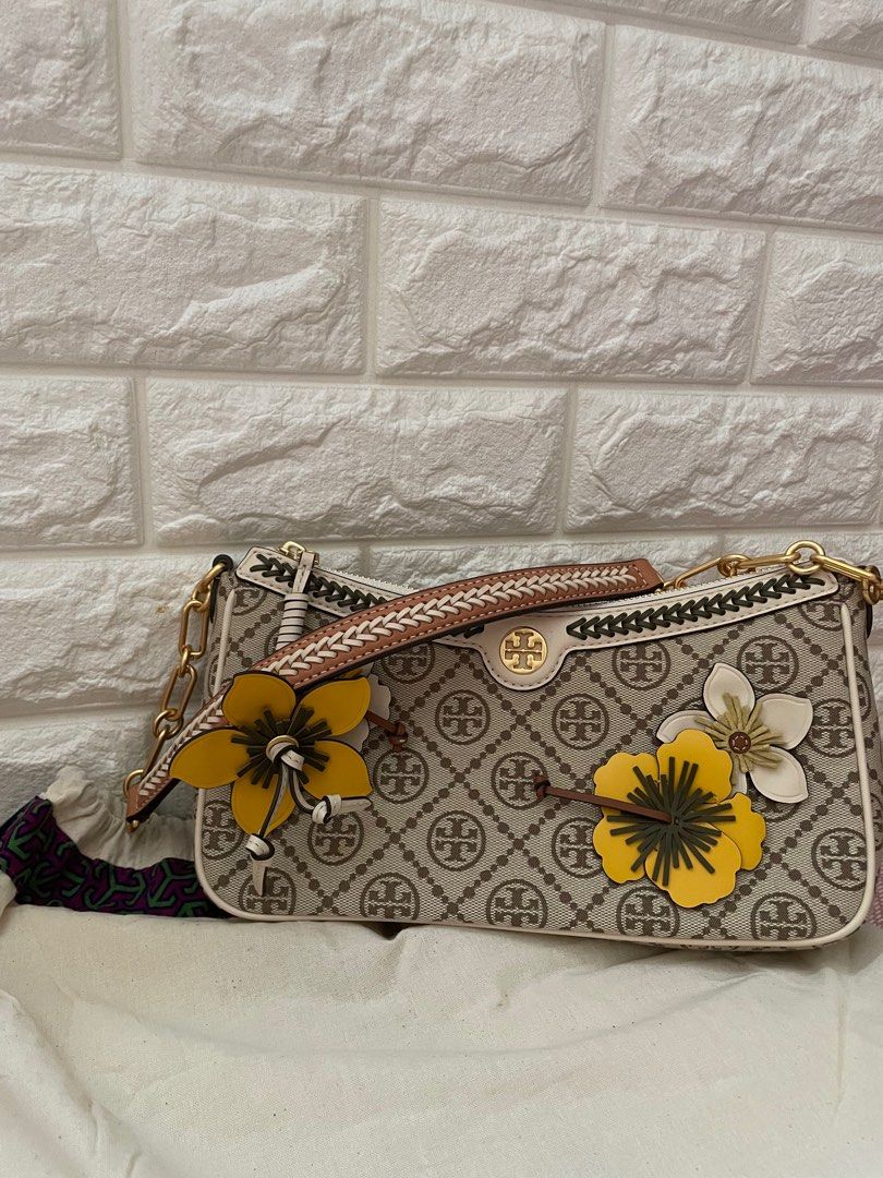 Tory Burch T Monogram Braided Floral Studio Shoulder Bag - ShopStyle