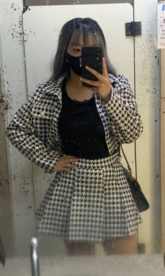 Two-piece plaid skirt and top (Category: Sets or Coordinates) located in Dupax Del Norte. Submitted by i.lsvea (Listing ID 1236392126, Image 2). Description: Top: Freesize Skirt: 27-29 Once used. Ww already posted. DM me for more deets. No flaws!.