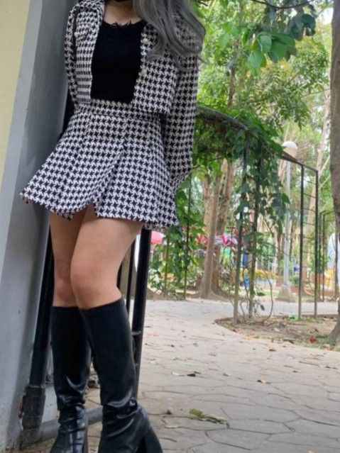 Two-piece plaid skirt and top (Category: Sets or Coordinates) located in Dupax Del Norte. Submitted by i.lsvea (Listing ID 1236392126, Image 3). Description: Top: Freesize Skirt: 27-29 Once used. Ww already posted. DM me for more deets. No flaws!.