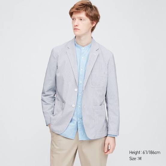 UNIQLO DRY Lightweight Seersucker Jacket Blazer Size Small Men s Fashion Coats Jackets and Outerwear on Carousell