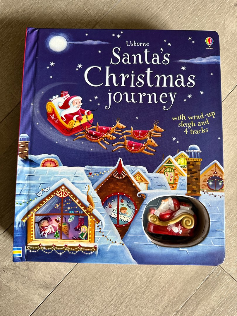 小朋友書-　Santa　興趣及遊戲,　Christmas　文具,　書本　Usborne　聖誕老人路軌書,　journey　Carousell