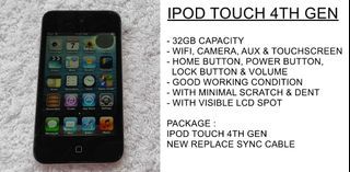 (USED) IPOD TOUCH 4TH GEN 32GB (WITH SPOT ON SCREEN)