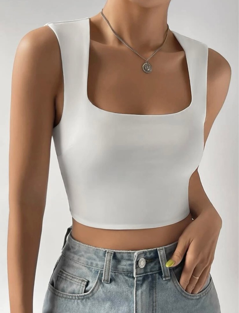 Slinky Square Neck Crop Top