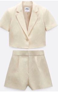 Zara crop linen top and shorts