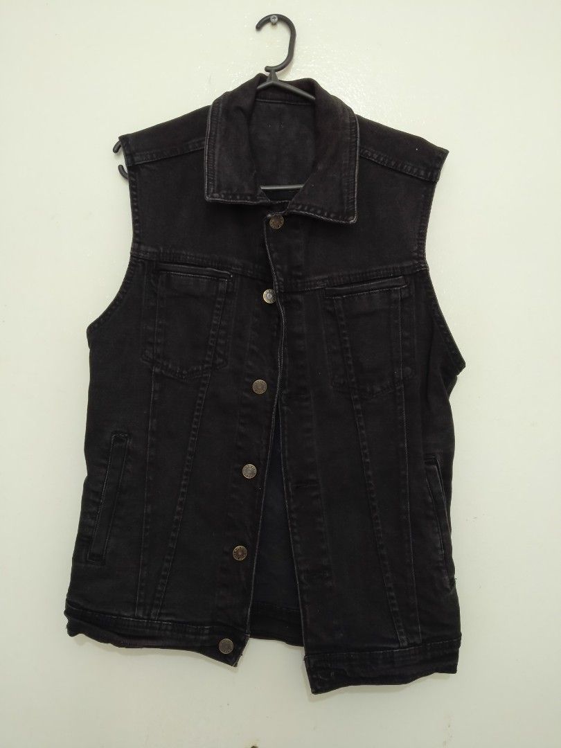 Zara Man Black Denim Vest on Carousell