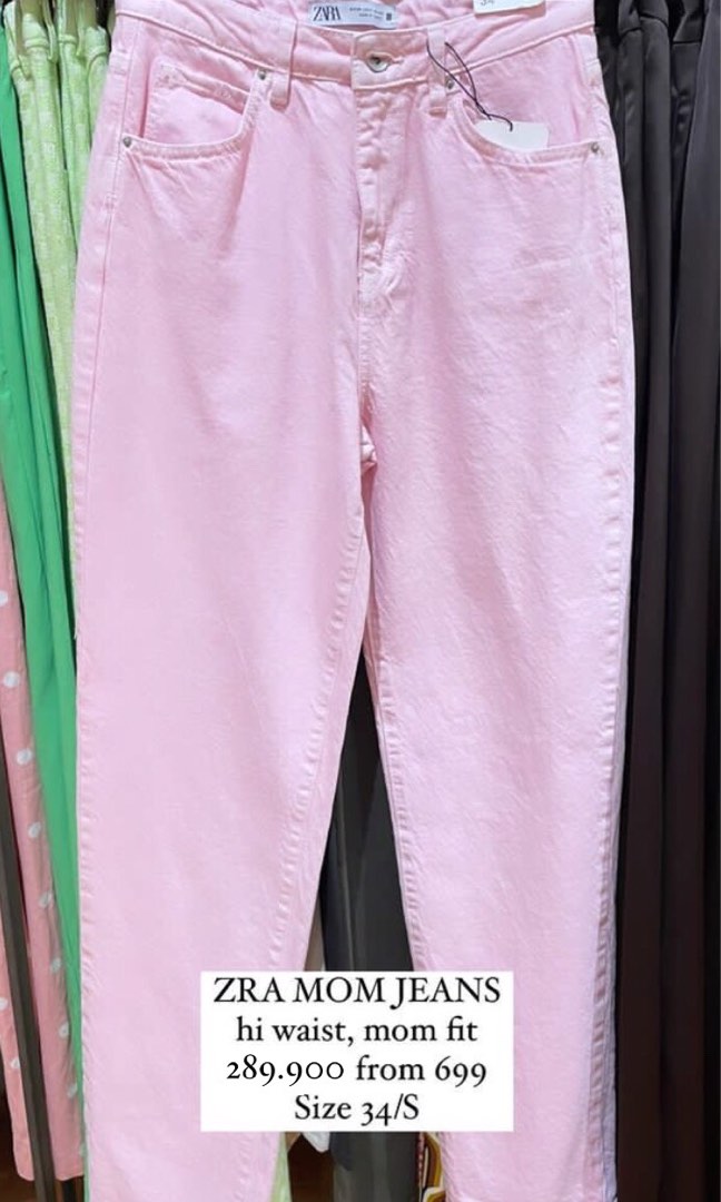 ZARA MOM JEANS LIGHT PINK JEANS LEBAR SALE FROM 699‼️ on Carousell