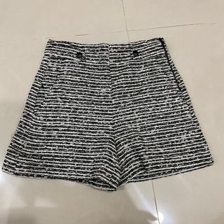 Zara shorts 西裝毛呢料側拉鍊口袋短褲