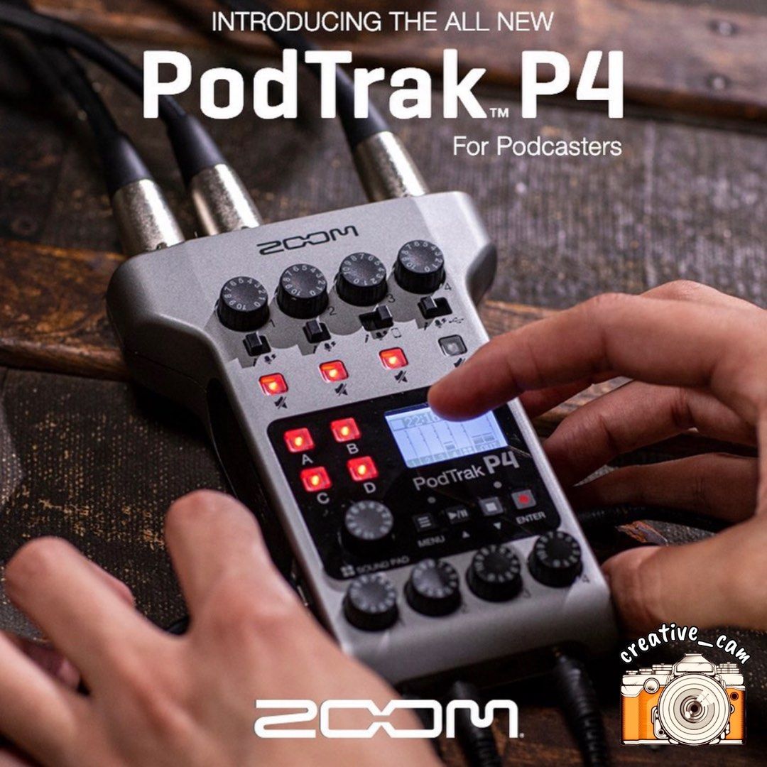 Zoom PodTrak P4 Portable Multitrack Podcast Recorder, Audio