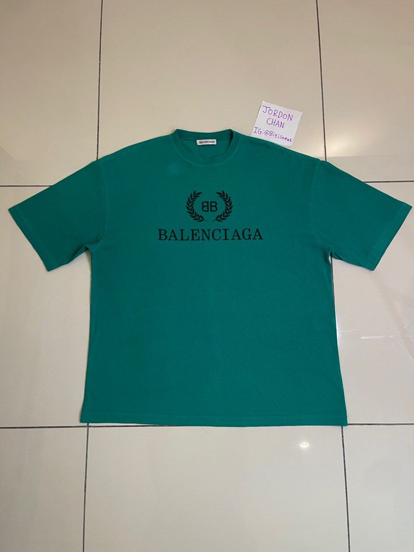 100 Legit Balenciaga BB Crown Tee Green Black Men s Fashion