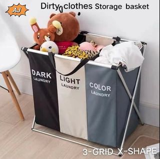 3 grid Dirty Laundry Hamper High Quality Fabric Foldable Dirty Laundry Basket Home Laundry Organizer