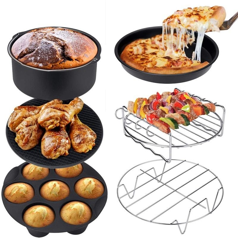 8inch Air Fryer Silicone Pot, 5pcs Airfryer Accessories Set