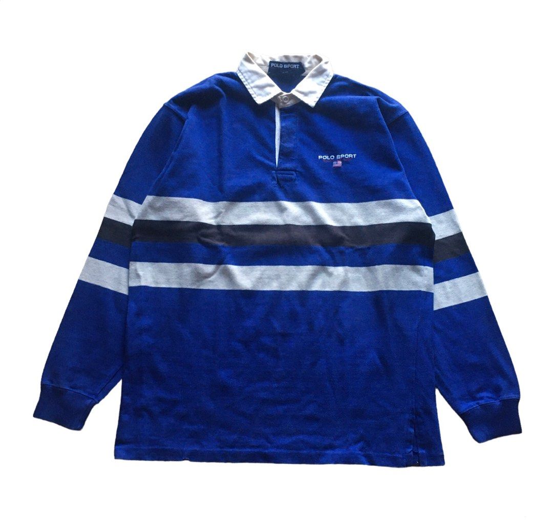 Vintage 1990s Polo Sport Ralph Lauren Striped Colorblock Rugby Shirt
