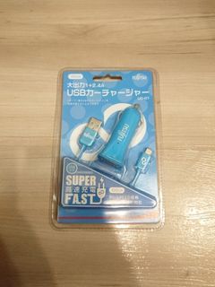 未使用贈物｜富士通 FUJITSU 雙USB 車用充電器 UC-01 藍  #618年中慶