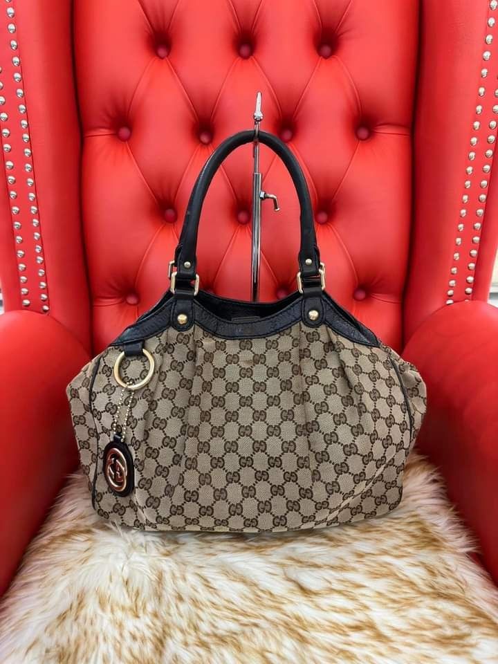 Brown Gucci GG Canvas Sukey Tote Bag