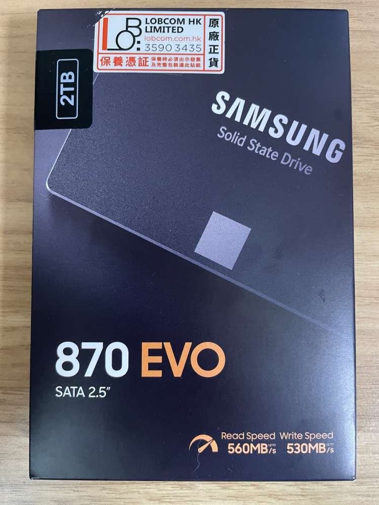 全新未開封有保養Samsung 三星2TB SATA SSD 870 EVO TLC, 電腦＆科技