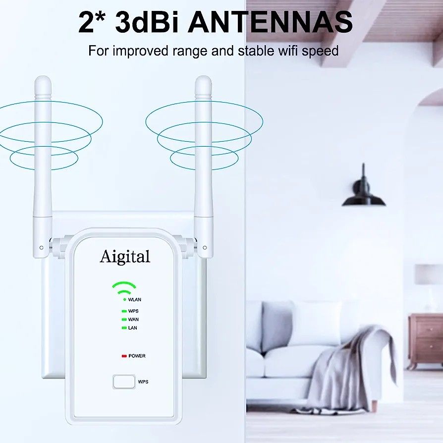 Aigital 300Mbps WiFi Extender with Ports, Long Range Wireless