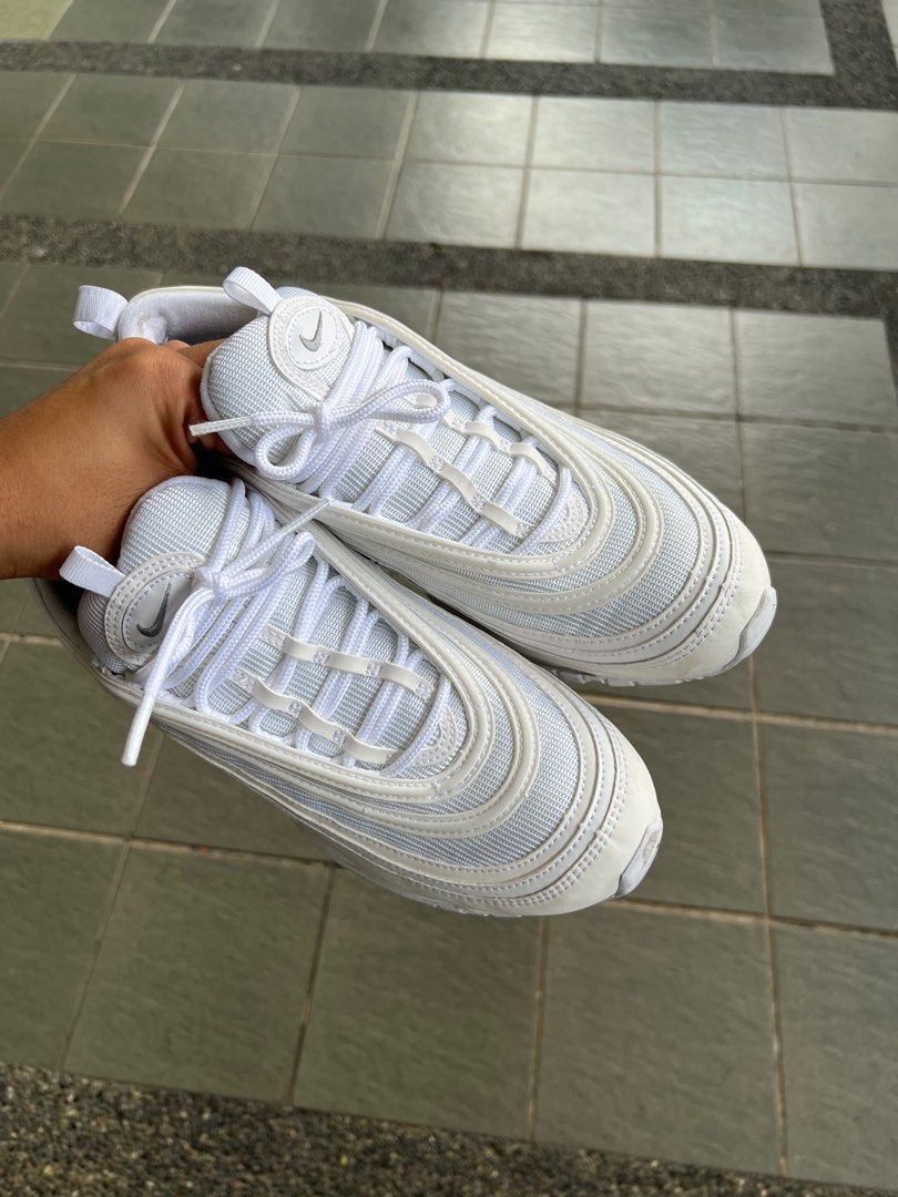 Nike air max 97 triple white online on feet