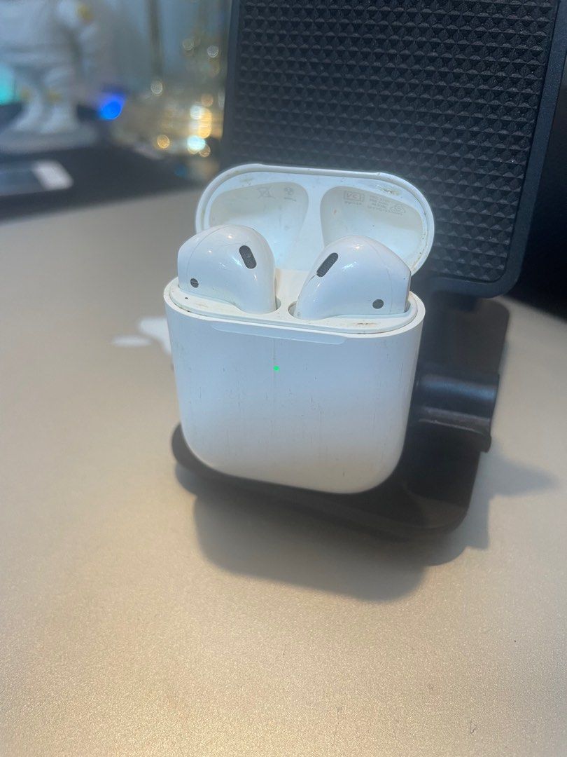 Airpods gen 2 (authentic) (Category: Earphones) located in Makati City. Submitted by tomypom (Listing ID 1236579861, Image 1). Description: Authentic airpods 2 Left side working only. Wysiwyg 1,999 only!!!.