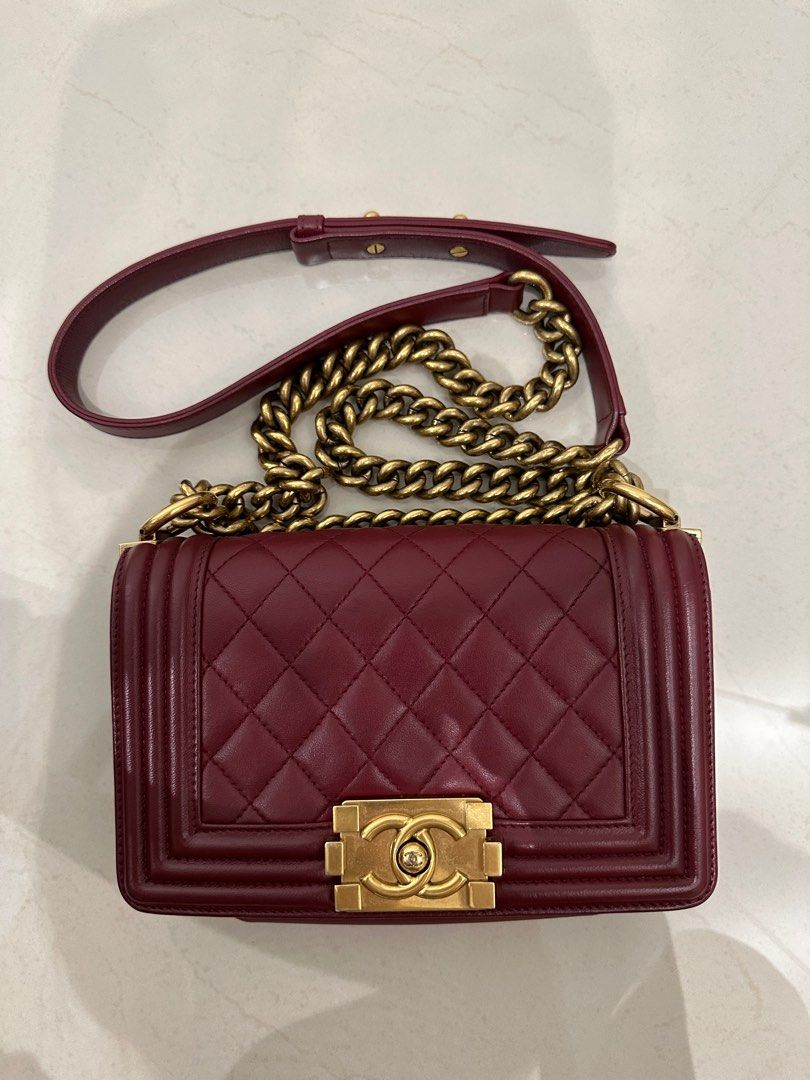 Chanel boy maroon new arrivals