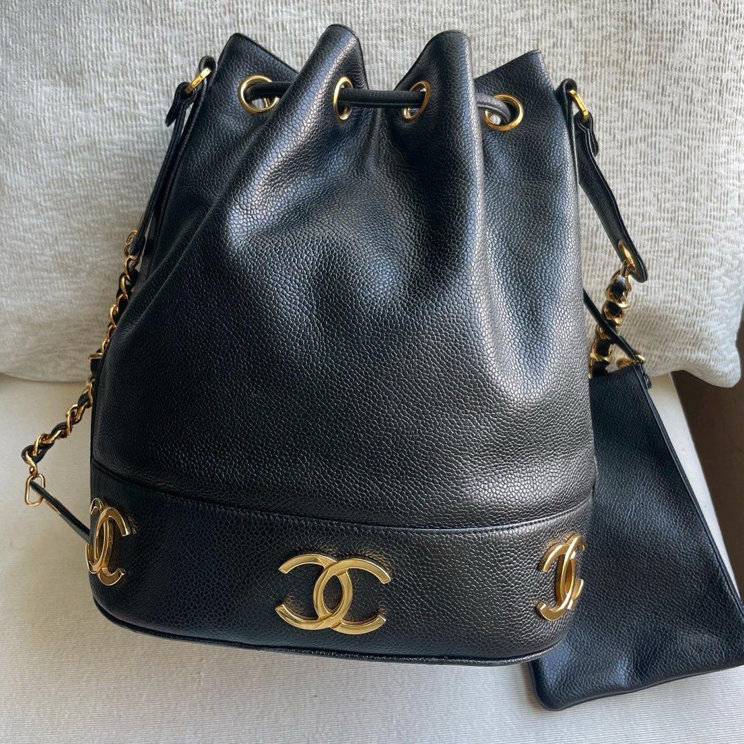 AUTHENTIC CHANEL Caviar Bucket Bag with Accessory Pouch 24k Gold Hardware  ❤️, Luxury, Bags & Wallets on Carousell