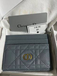 Lady Dior Five-Slot Card Holder Cloud Blue Patent Cannage Calfskin