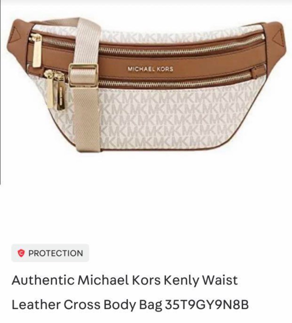 Authentic Michael Kors Kenly Waist Leather Cross Body Bag, Luxury, Bags ...