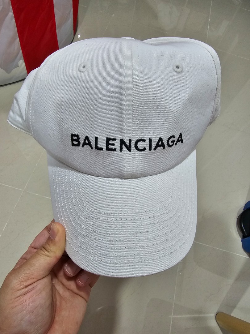 Balenciaga Paris All over Print Logo Baseball Cap Hat White Black Size OS   eBay