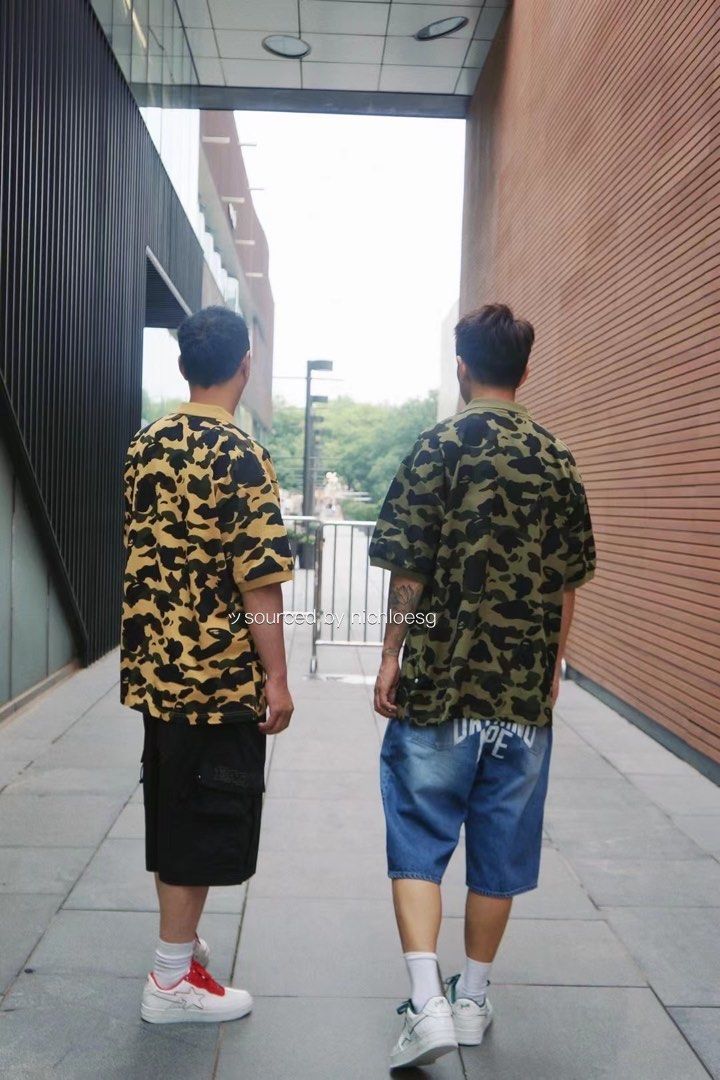 BAPE 1ST CAMO ONE POINT RELAXED FIT POLO, Men's Fashion, Tops