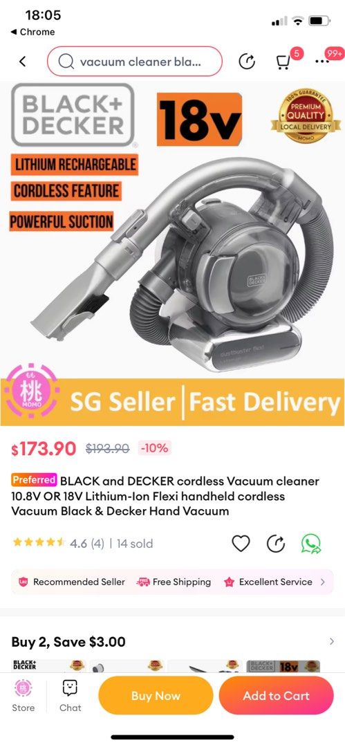 Black+decker smart tech vacuum CS1830B-B1, TV & Home Appliances, Vacuum  Cleaner & Housekeeping on Carousell