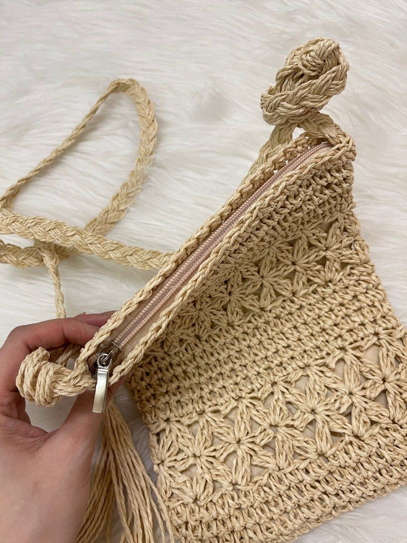 Gold beach bag with zip best sale