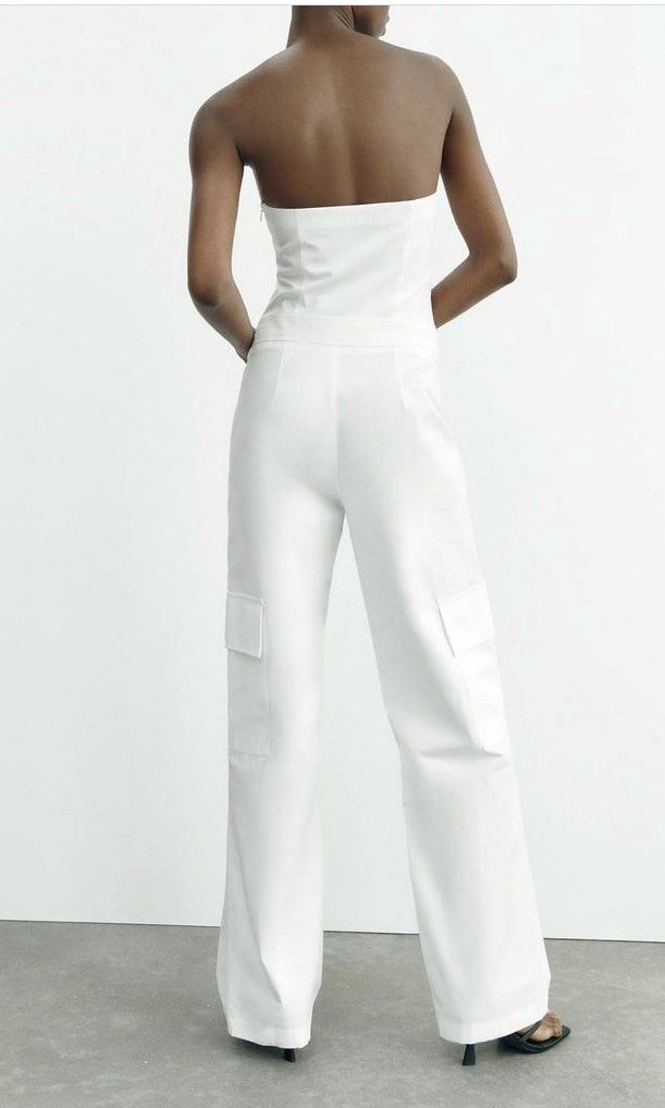 Brandnew Zara White Denim Jumper on Carousell