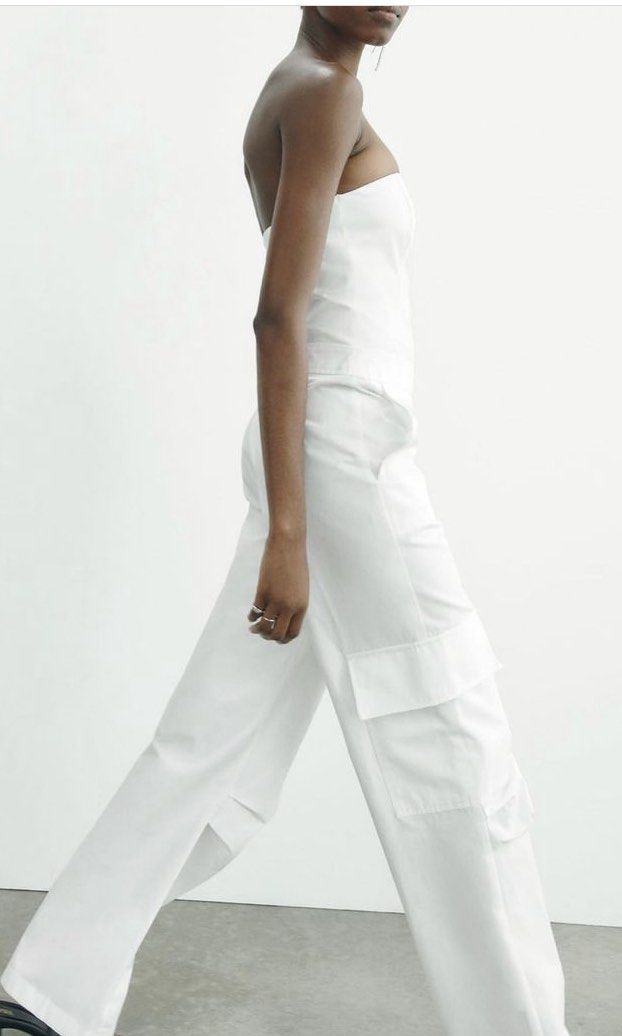 Brandnew Zara White Denim Jumper on Carousell