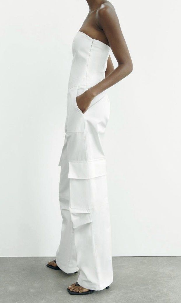 Brandnew Zara White Denim Jumper on Carousell