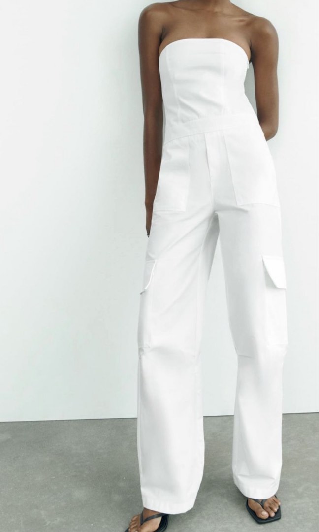 Brandnew Zara White Denim Jumper on Carousell