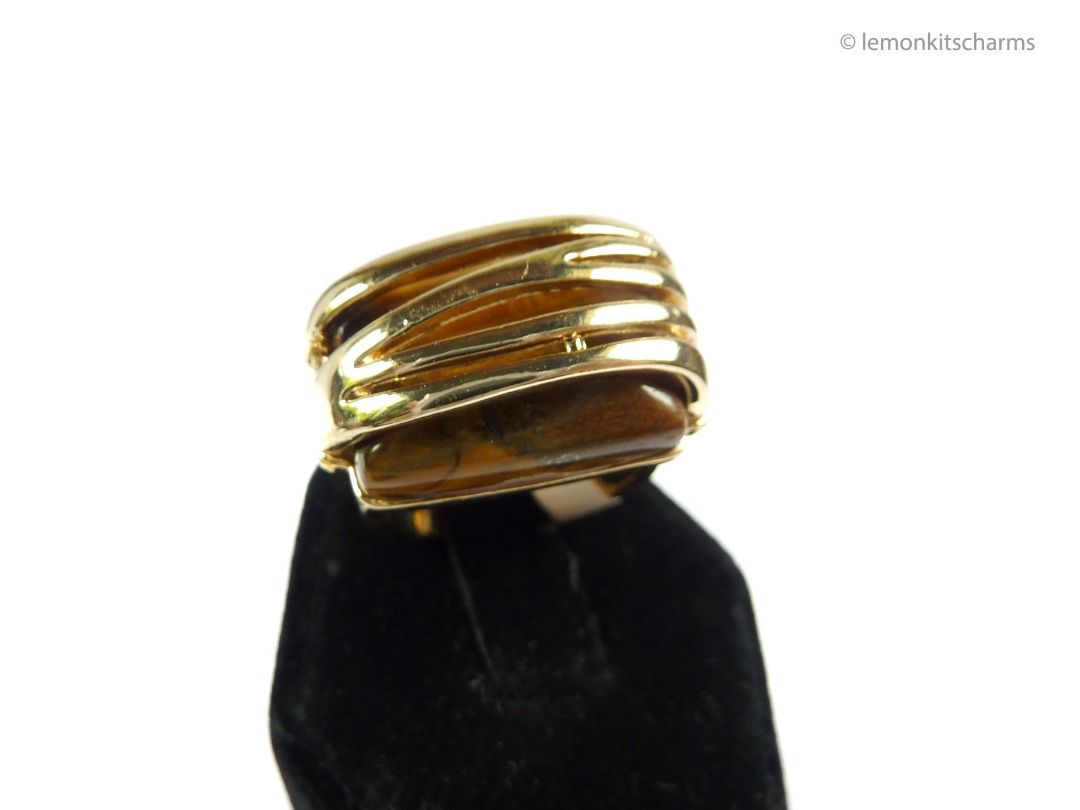 White gold discount tiger eye ring
