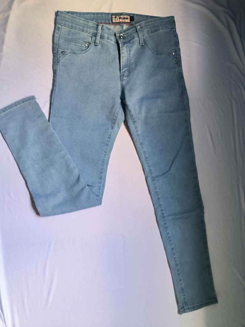 Celana jeans denim biru muda stretch on Carousell