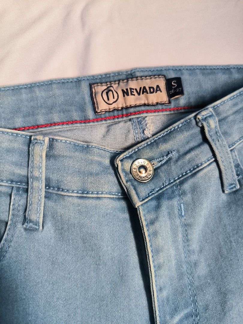 Celana jeans denim biru muda stretch on Carousell