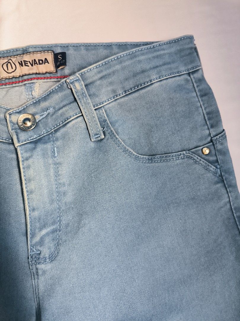 Celana jeans denim biru muda stretch on Carousell