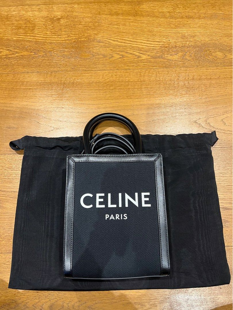 Celine small Vertical Cabas Canvas with celine print and calfskin