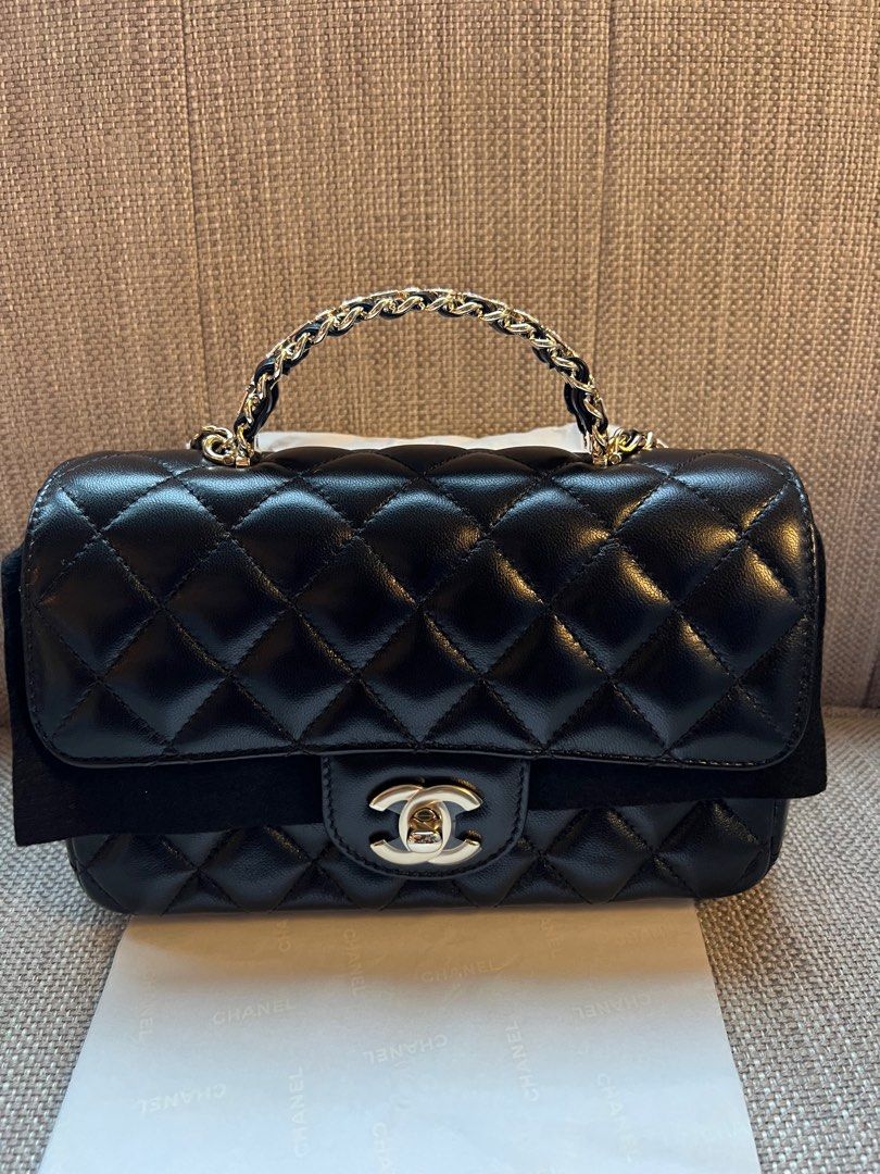💎 Chanel 23a Mini Top Handle Bag with Rhinestone 21cm, Luxury, Bags &  Wallets on Carousell
